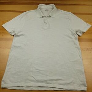 VINCE Mens White Cotton Textured Short Sleeve Polo Shirt M